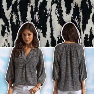 JOIE Addie Mosaic Animal Silk Blouse Tunic Top Tiger Mob Wife Professional Zebra